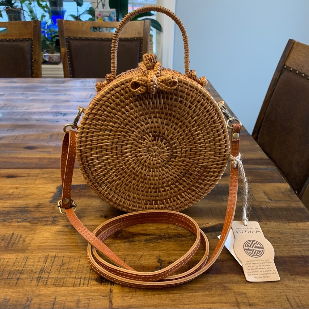 Hand Crafted in Vietnam Rattan Crossbody HandBag
